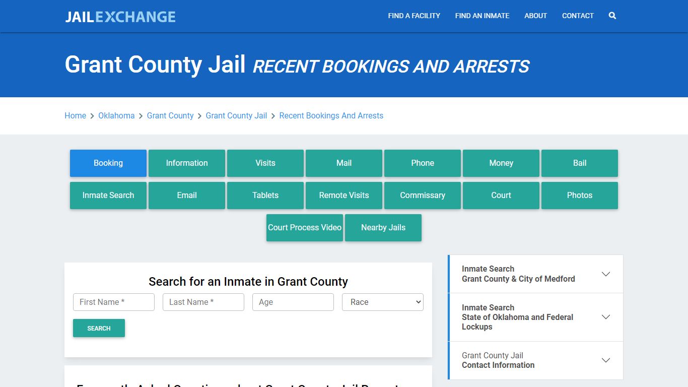 Grant County Jail OK Recent Arrests and Bookings - Jail Exchange